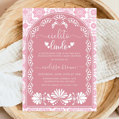 Pink Cielito Lindo Baby Shower Invitation 