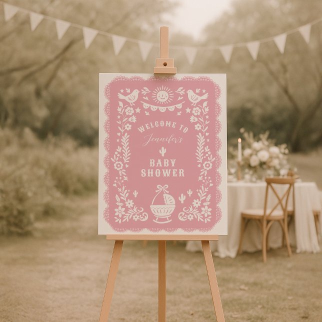 Pink Cielito Lindo Baby Shower Welcome Foam Board (Creator Uploaded)