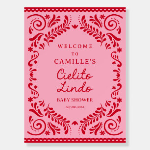 Pink Cielito Lindo Baby Shower Welcome Foam Board