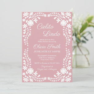 Pink Cielito Lindo Mexican Folk Art Baby Shower Invitation