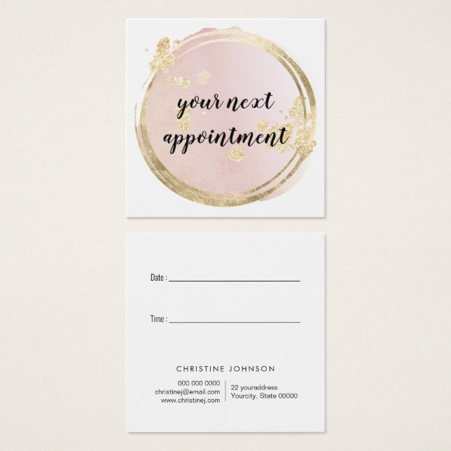 pink circle design appointment card (Front & Back)