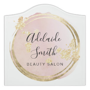 pink circle design door sign