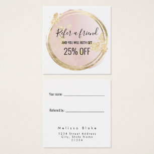 pink circle design referral card