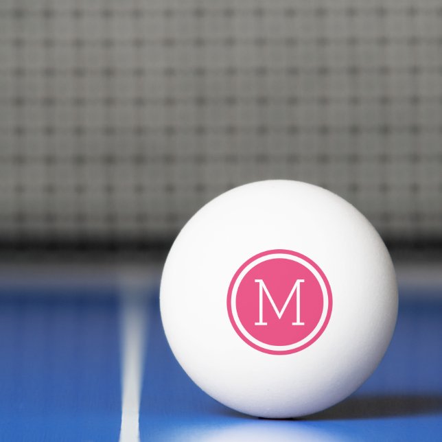 Pink Circle Monogram Personalized Ping-Pong Ball (Net)