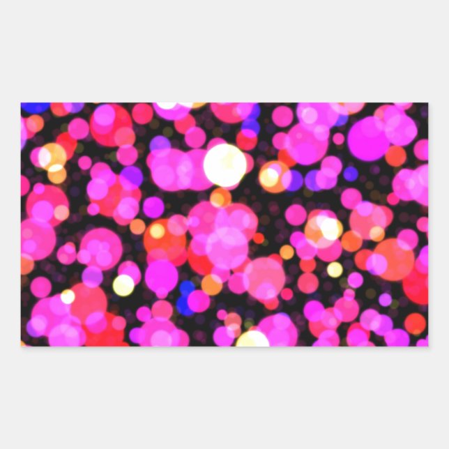 Pink Circles Dot Pattern Rectangular Sticker (Front)