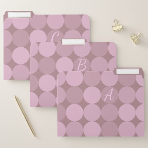 Pink Circles  Dusty Rose  Letters or Monogram File Folder