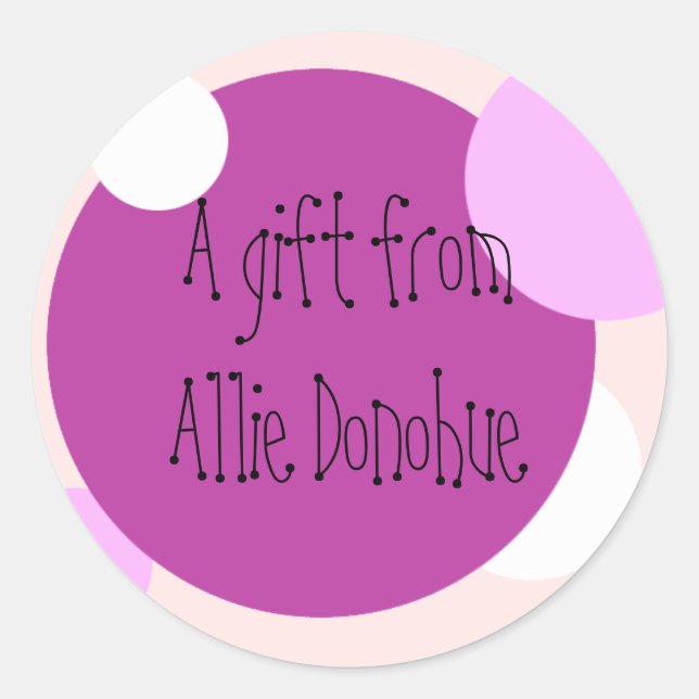 Pink Circles Gift Sticker (Customizable) (Front)
