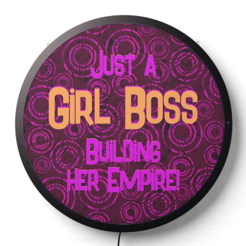 Pink Circles Girl Boss LED Sign