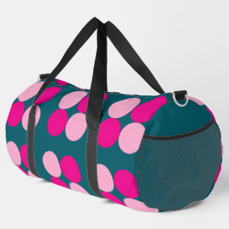Pink Circles on Green Large Duffle Bag