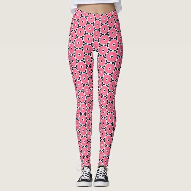 Pink Circles Pattern  Leggings (Front)