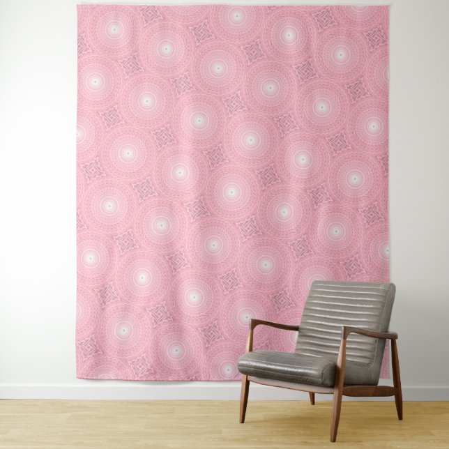 Pink circles pattern tapestry (In Situ)