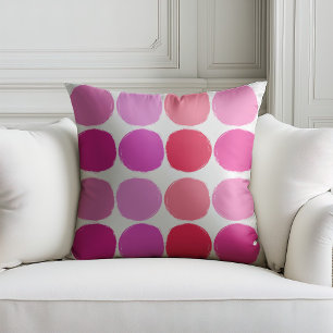 Pink circles print  throw pillow