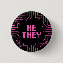Pink Circuit Board He/They Pronouns