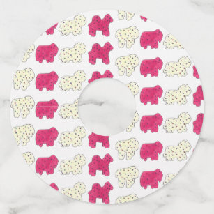 Pink Circus Animal Crackers Cookies Party Wine Glass Tag