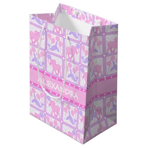 Pink Circus Baby Shower Girl Colorful Pattern Medium Gift Bag