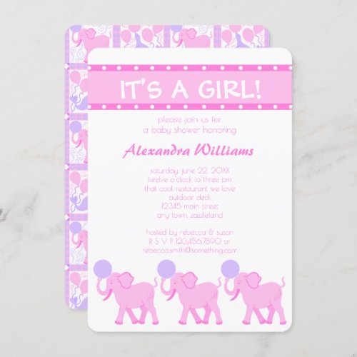 Pink Circus Baby Shower Its A Girl Adorable Invitation