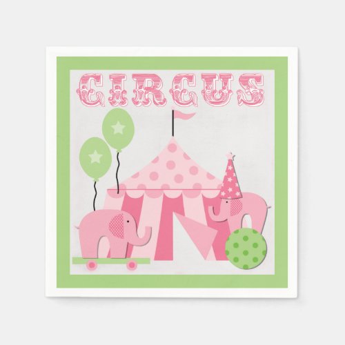 Pink Circus Birthday Paper Napkins