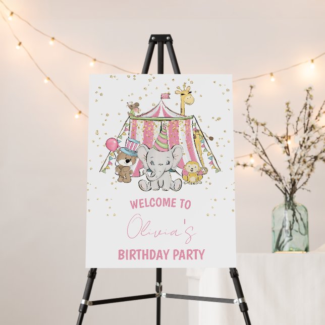 Pink Circus Birthday Welcome Sign (In Situ (Stand))