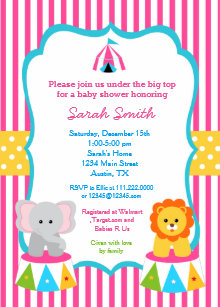 Circus Baby Shower Invitations Zazzle Pink Circus Carnival Baby Shower Invitations S