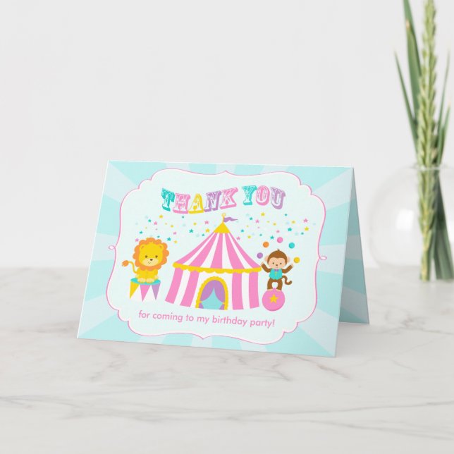 Pink Circus Carnival Personalized Thank You (Front)