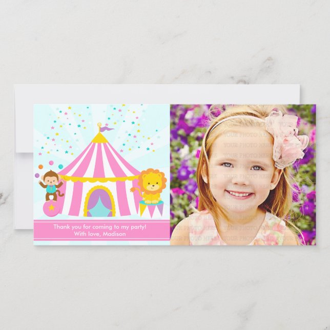 Pink Circus Carnival Personalized Thank You (Front)