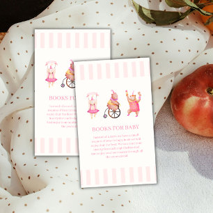 Pink Circus Carnival Teddy Bear Books Baby Shower  Enclosure Card