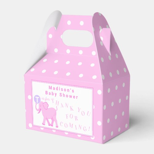 Pink Circus Cute Elephant Thank You For Coming Favor Boxes