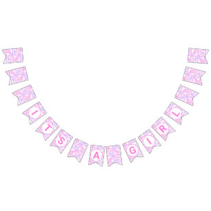 Pink Circus Cute Pattern Baby Girl Baby Shower Bunting Flags
