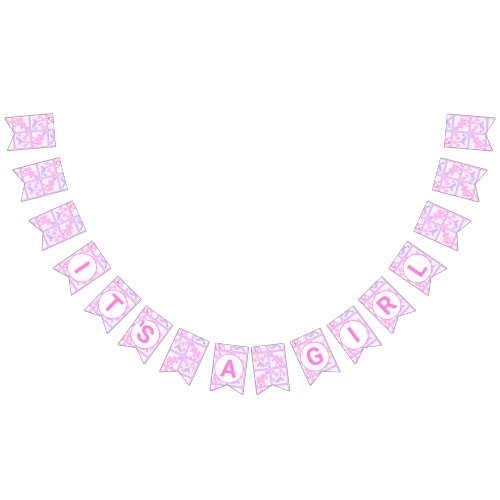 Pink Circus Cute Pattern Baby Girl Baby Shower Bunting Flags