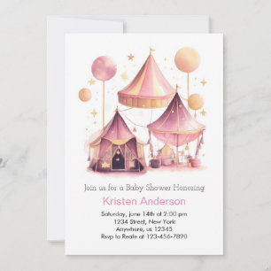 Pink Circus Sky of Delight Girl Baby Shower Invitation