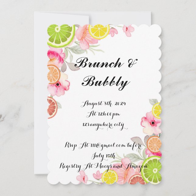 PINK CITRUS BRIDAL SHOWER INVITATION (Front)
