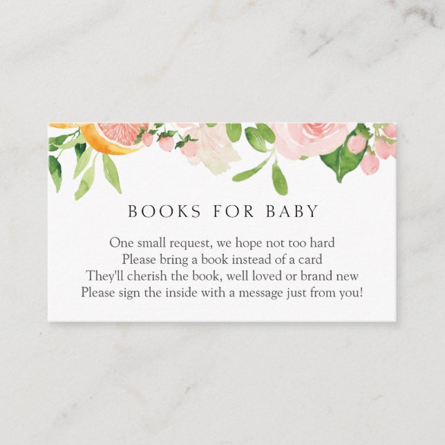 Pink Citrus Floral Books for Baby  Enclosure Card (Front)