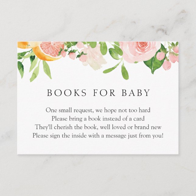 Pink Citrus Floral Books for Baby  Enclosure Card (Front)