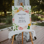 Pink Citrus Floral Bridal Shower Welcome Sign<br><div class="desc">Welcome guests to your bridal shower with this beautiful poster,  featuring a frame of greenery,  pink florals and citrus fruit. Add the guest of honor's name,  shower date and custom welcome text using the fields provided.</div>