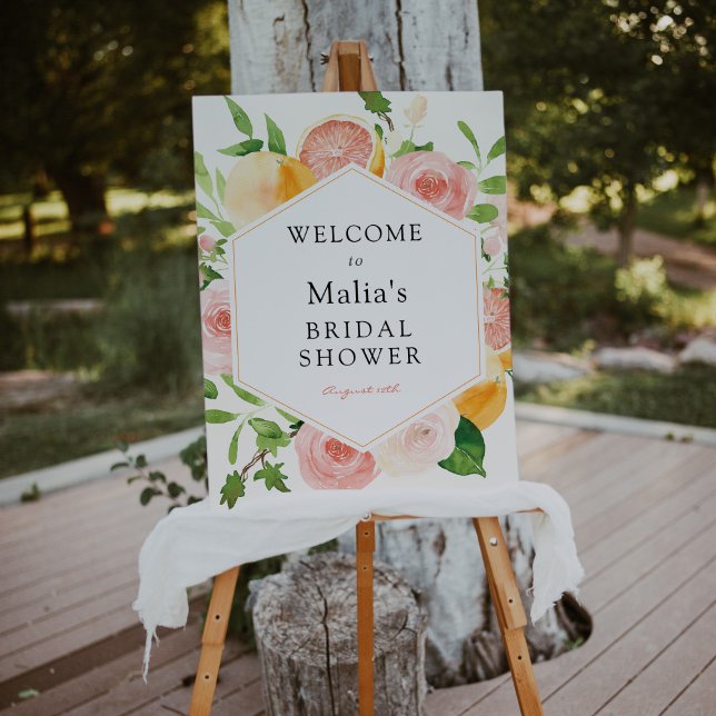 Pink Citrus Floral Bridal Shower Welcome Sign (Creator Uploaded)