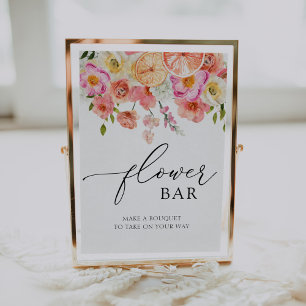 Pink Citrus Flower Bouquet Bar Poster