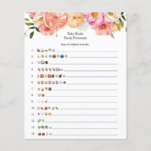 Pink Citrus Flowers Baby Books Emoji Game 