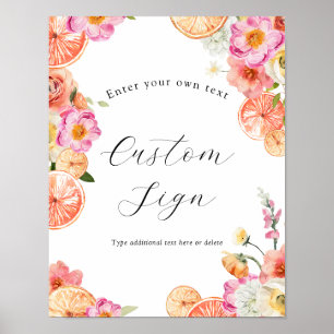 Pink Citrus Flowers Custom Text Sign