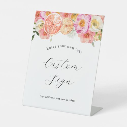 Pink Citrus Flowers Custom Text Sign
