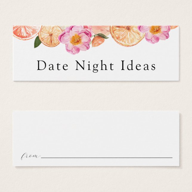 Pink Citrus Flowers Date Night Idea Card (Front & Back)