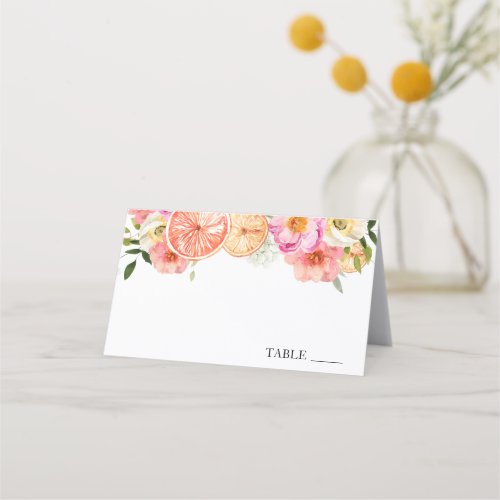 Pink Citrus Flowers Name Place Cards