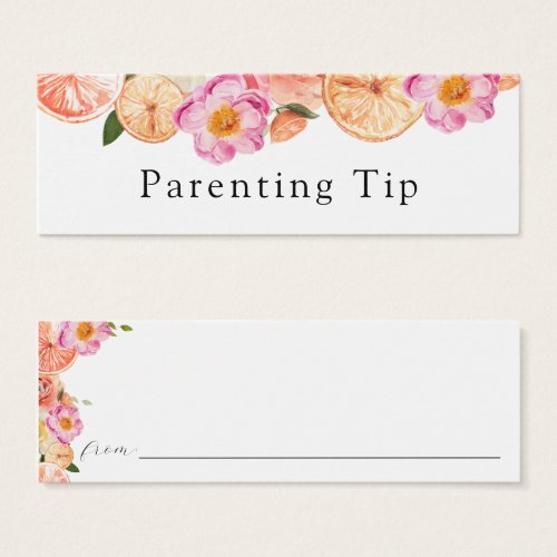 Pink Citrus Flowers Parenting Tip Card