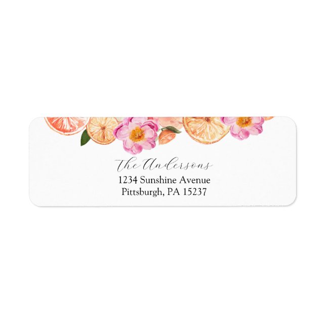 Pink Citrus Flowers Return Address Label (Front)