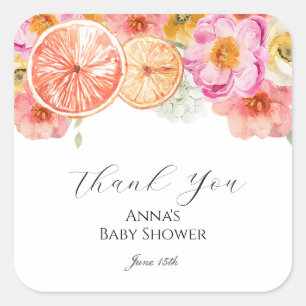 Pink Citrus Flowers Thank You Favor Tag