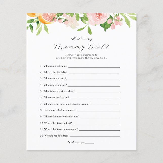 Pink Citrus Flowers Who Knows Mommy Best (Front)