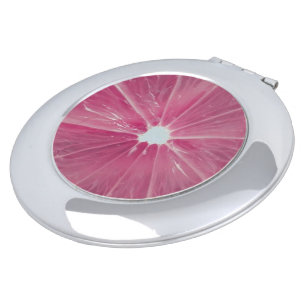 Pink citrus fruit compact mirror