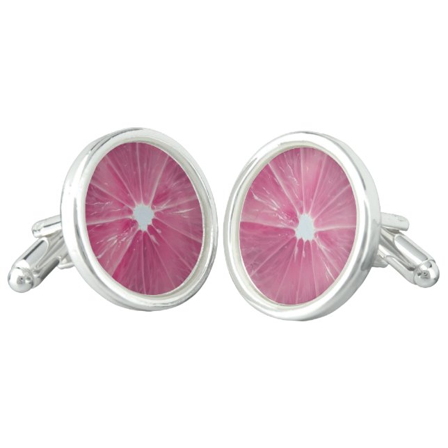 Pink citrus fruit cufflinks (Angled)