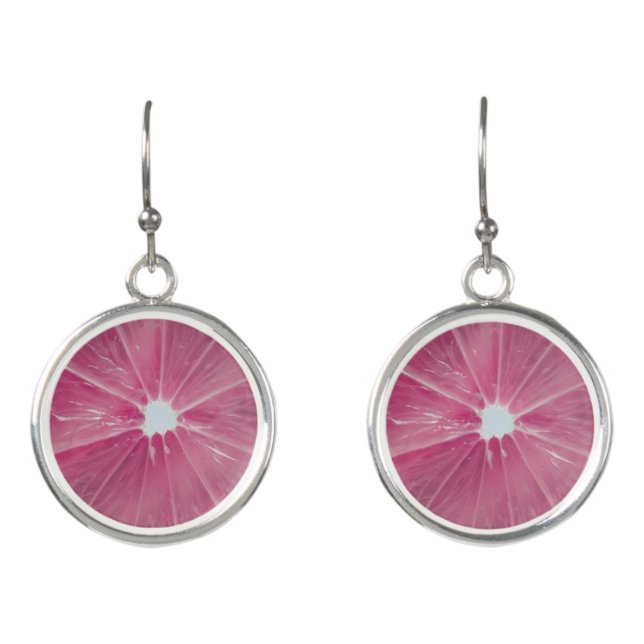Pink citrus fruit earrings (Front)