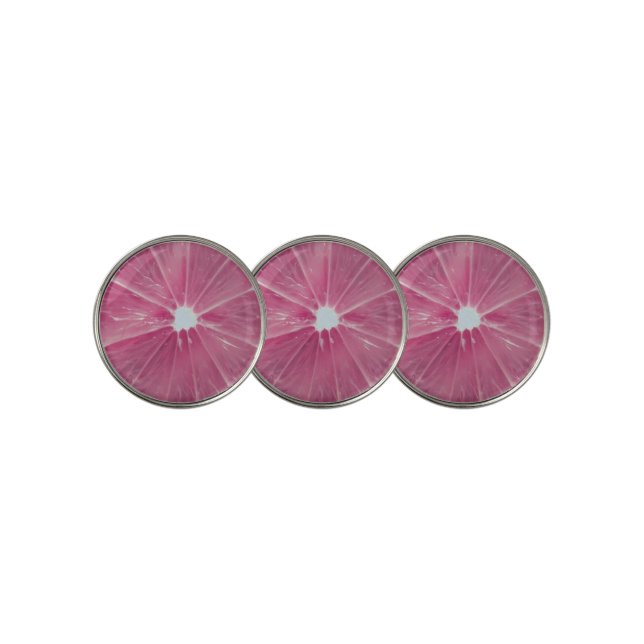 Pink citrus fruit golf ball marker (3 Up)