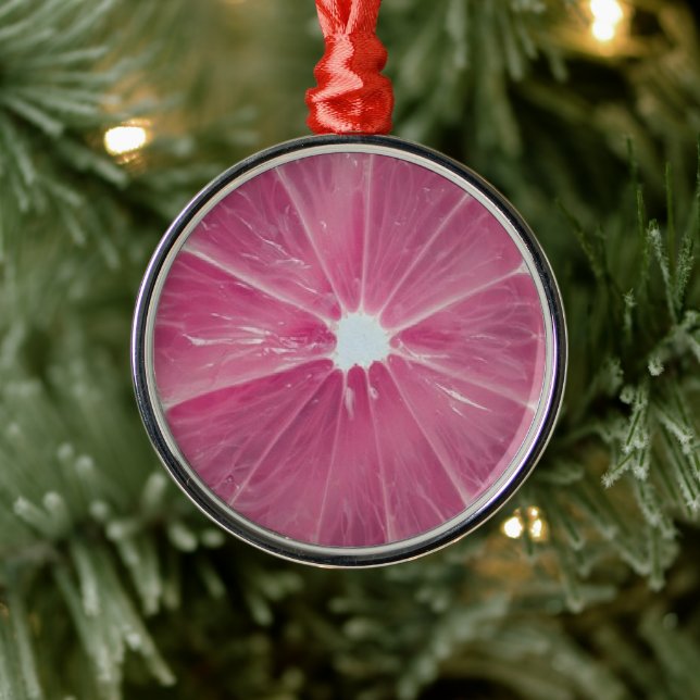 Pink citrus fruit metal ornament (Tree)